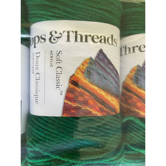 Loops & Threads Green Yarn 3 Pack Medium #4 Soft Classic 100% Acrylic 354 Yards - Picture 9 of 9